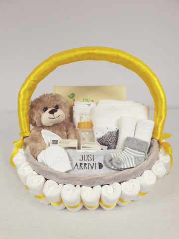 Gift Basket Drop Shipping Bath Time Baby Medium Basket, Yellow